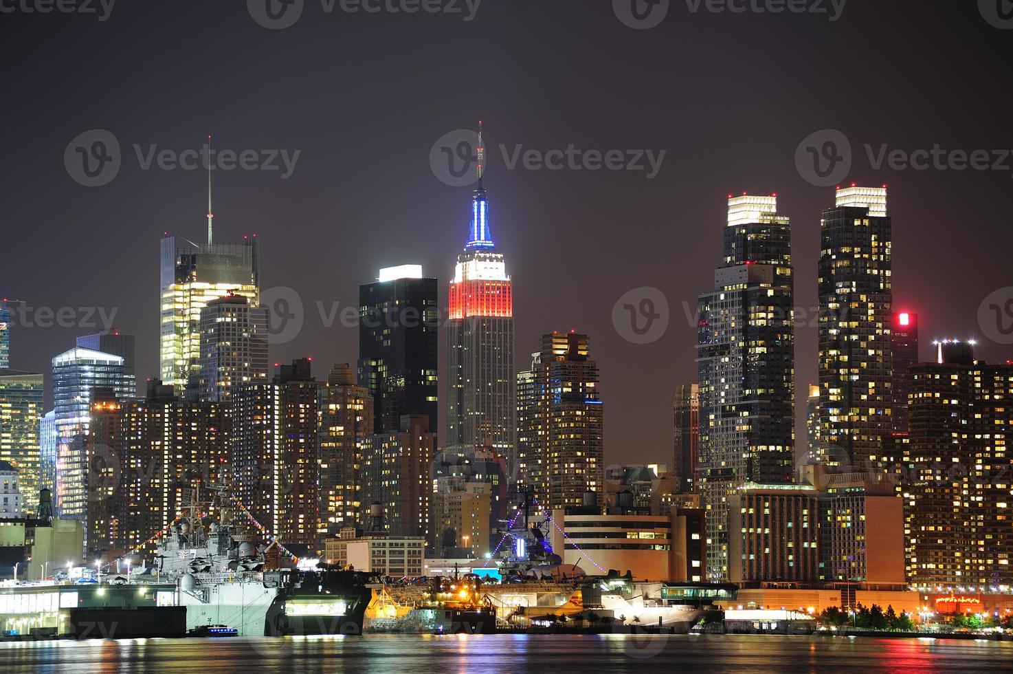 New York City Manhattan midtown skyline at night photo