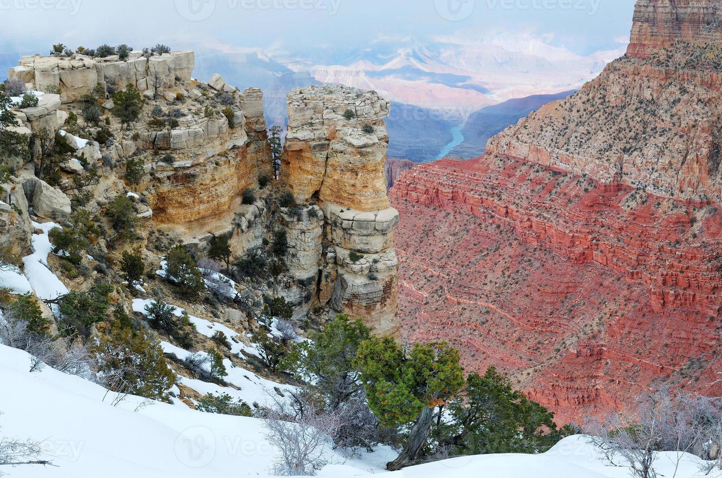 Grand Canyon panorama view in winter with snow photo