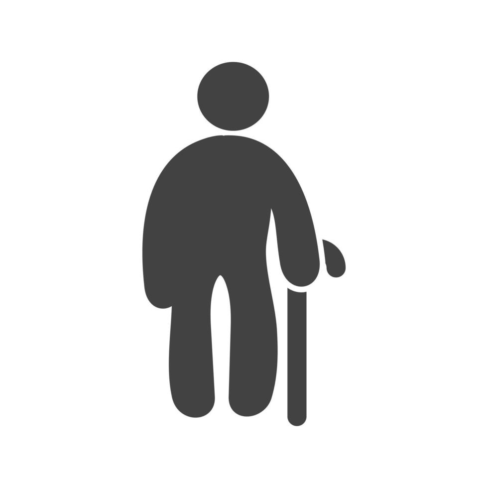 Old Man Glyph Black Icon vector