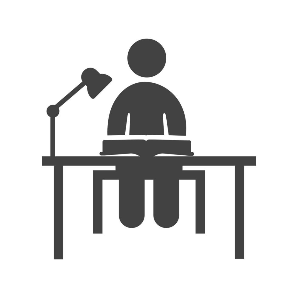 Studying on Desk III Glyph Black Icon vector