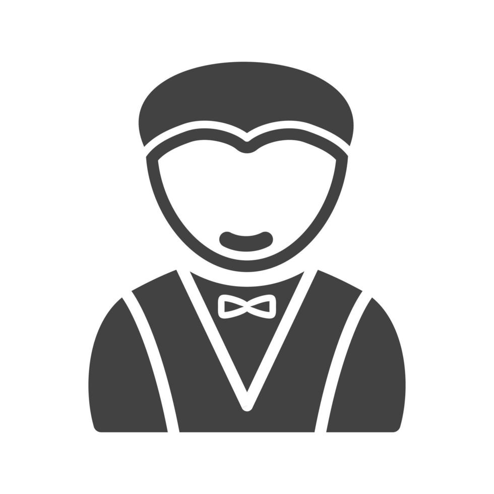 Man as Waiter Glyph Black Icon vector