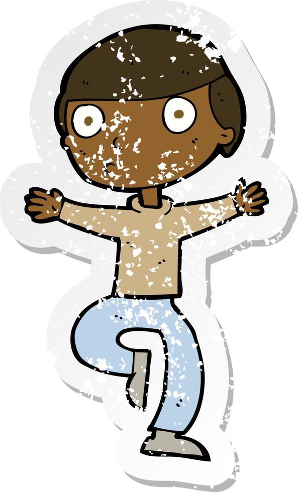 retro distressed sticker of a cartoon startled man vector