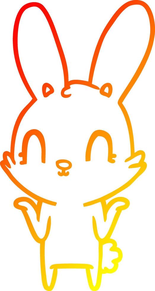 dibujo de línea de gradiente cálido lindo conejo de dibujos animados vector