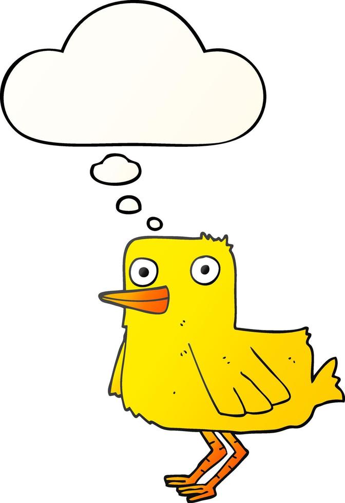 cartoon duck and thought bubble in smooth gradient style vector