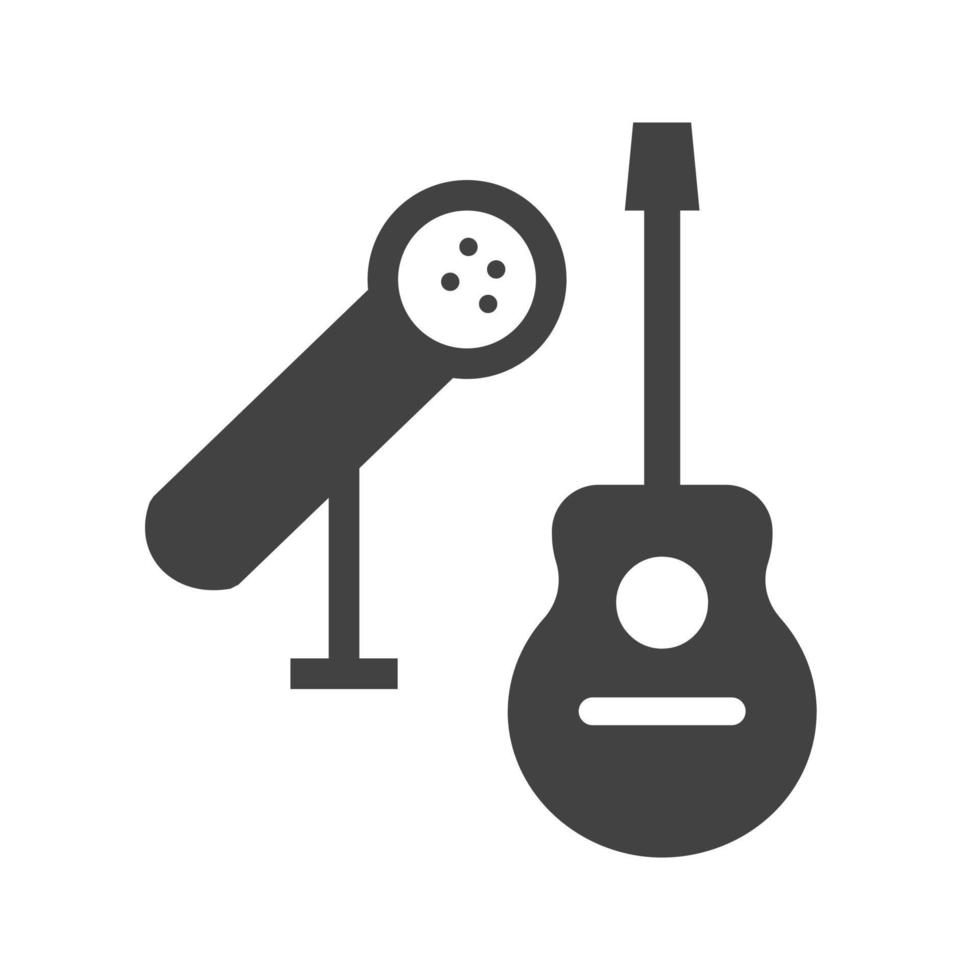 guitarra y micrófono glifo icono negro vector