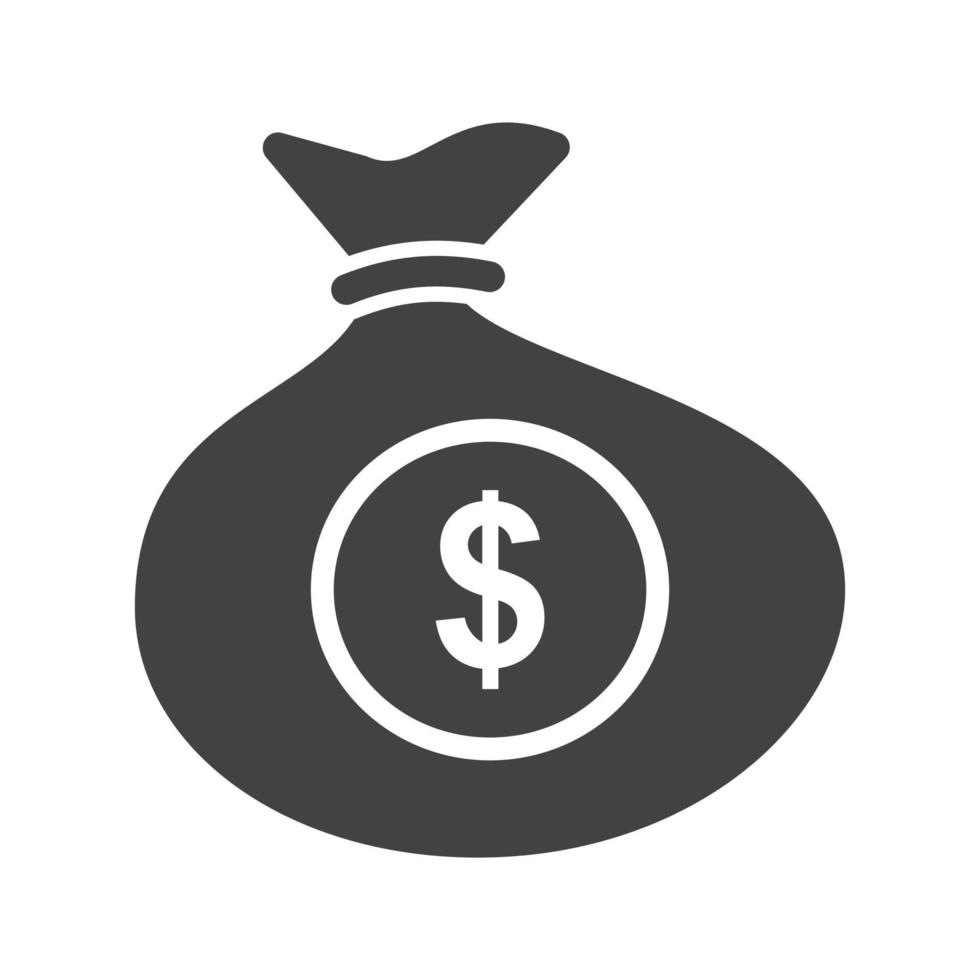 Sack of Money Glyph Black Icon vector