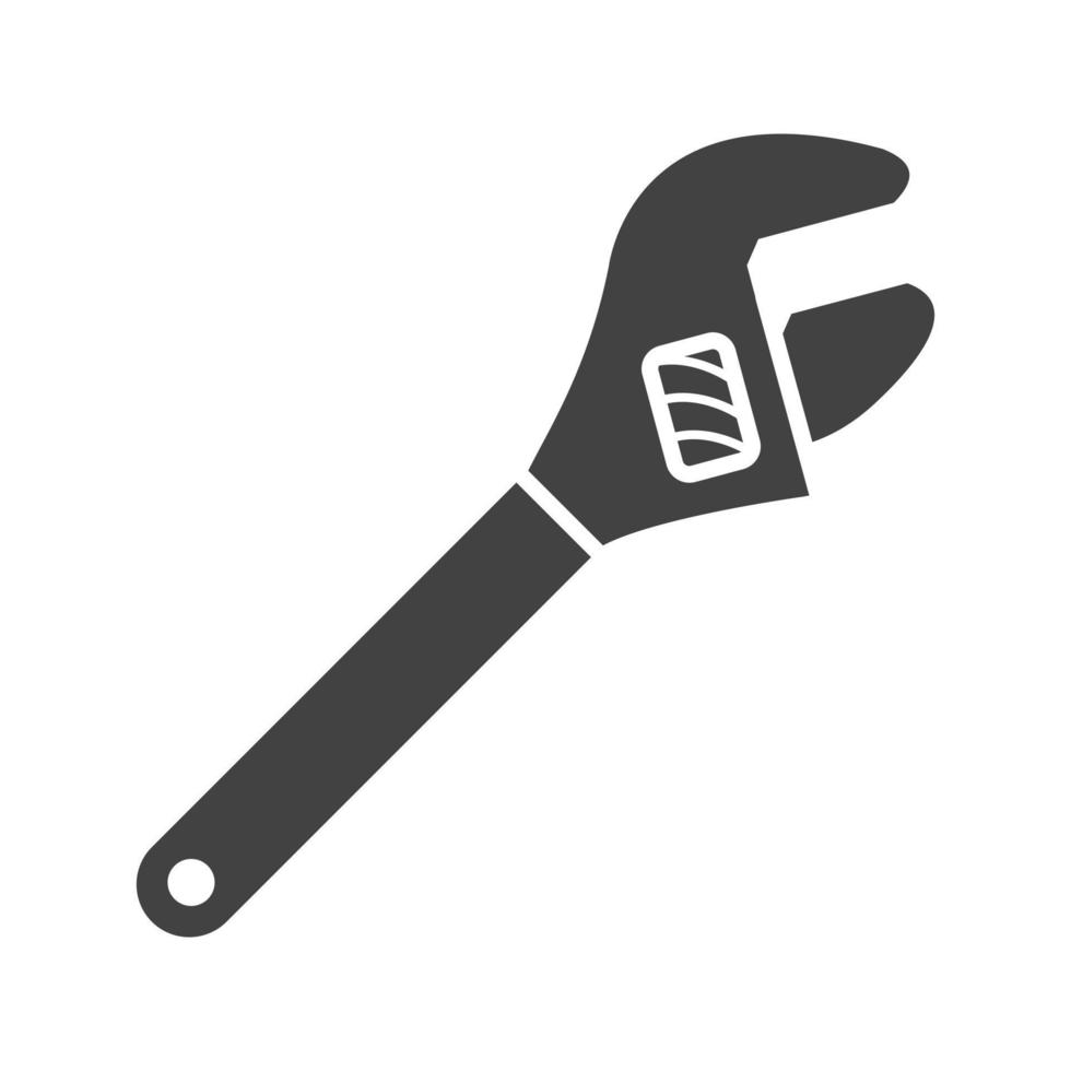 Monkey Wrench Glyph Black Icon vector