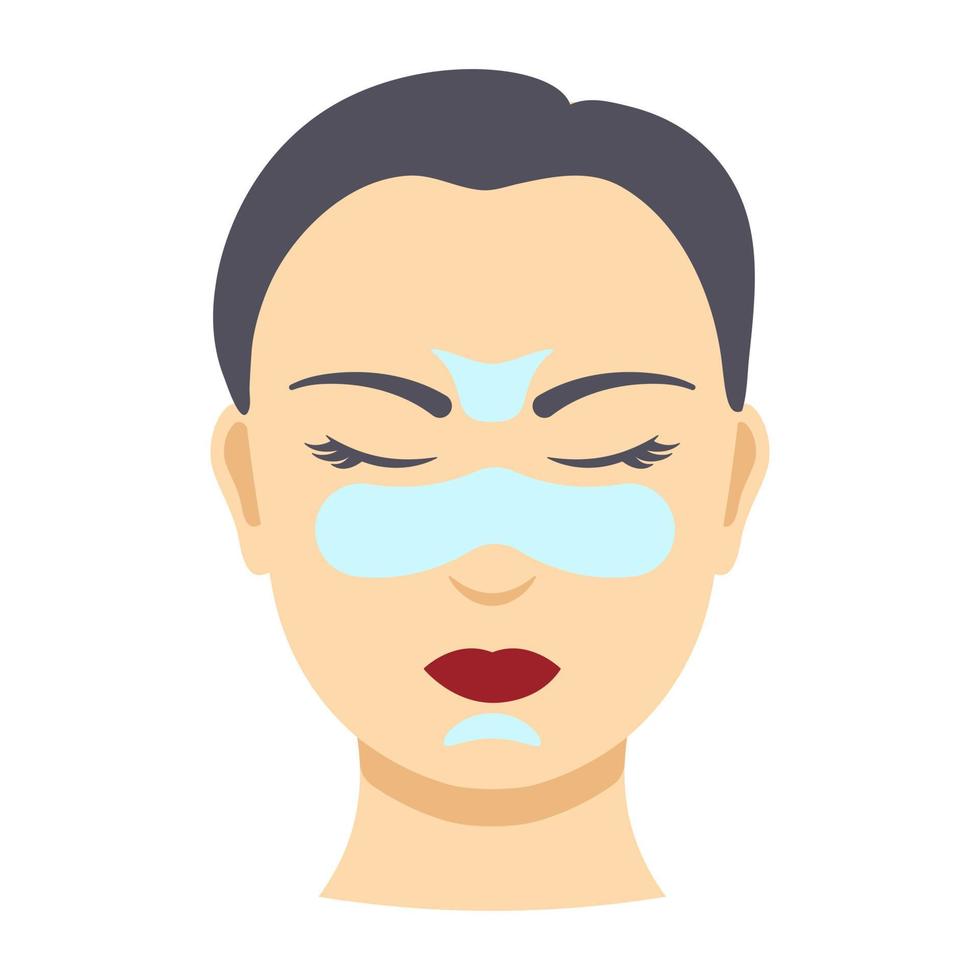 cabeza de mujer con mascarilla de spa en la zona t. vector