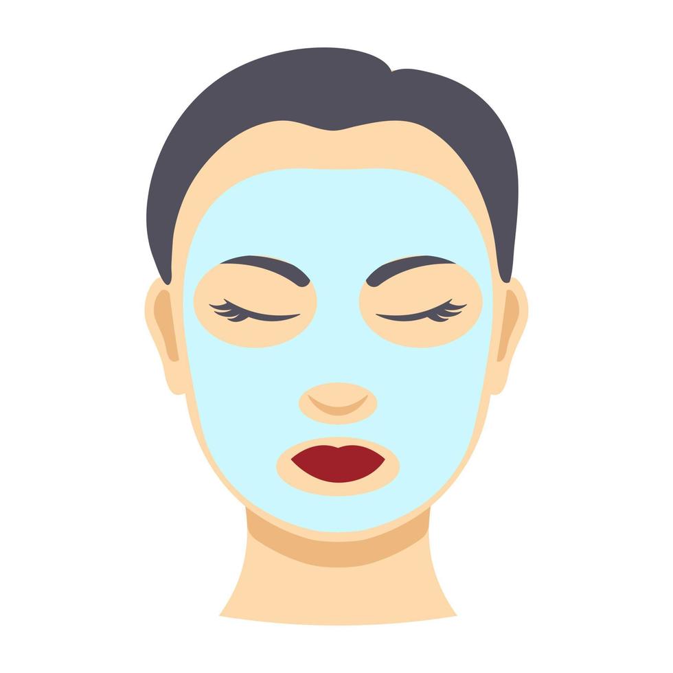 cabeza de mujer con mascarilla de spa. vector