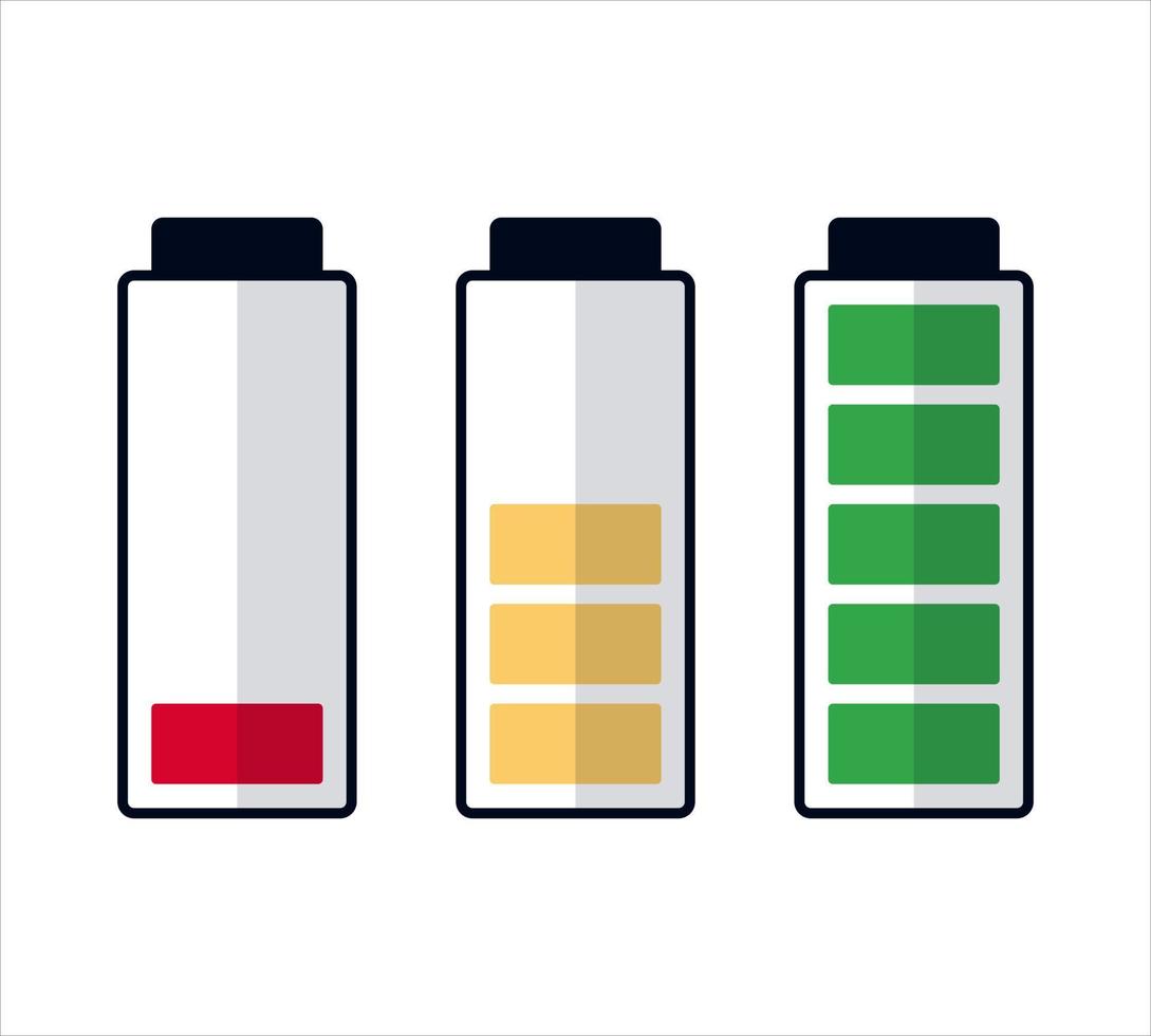 Battery energy level icons.Flat style. vector