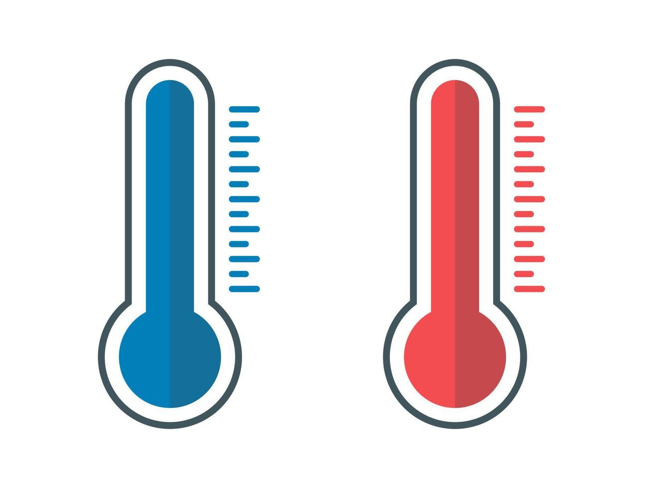 Weather thermometer icon set. Flat design vector