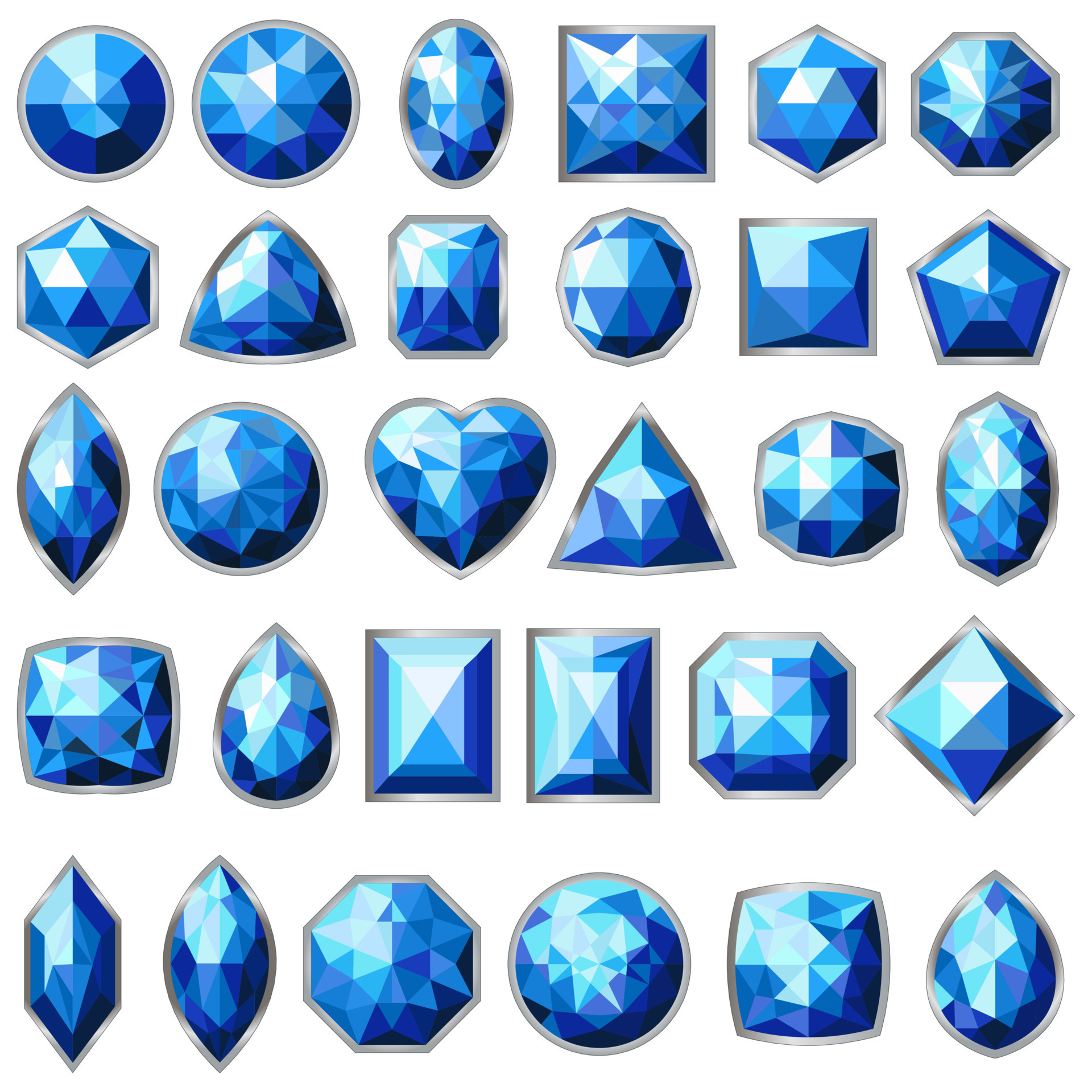 Big set of different types of blue gemstones 8312356 Vector Art at