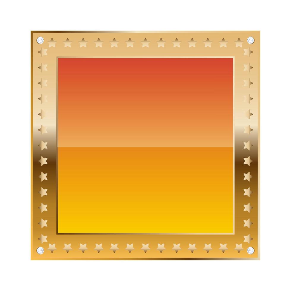 Orange square border with golden frame and diamonds vector