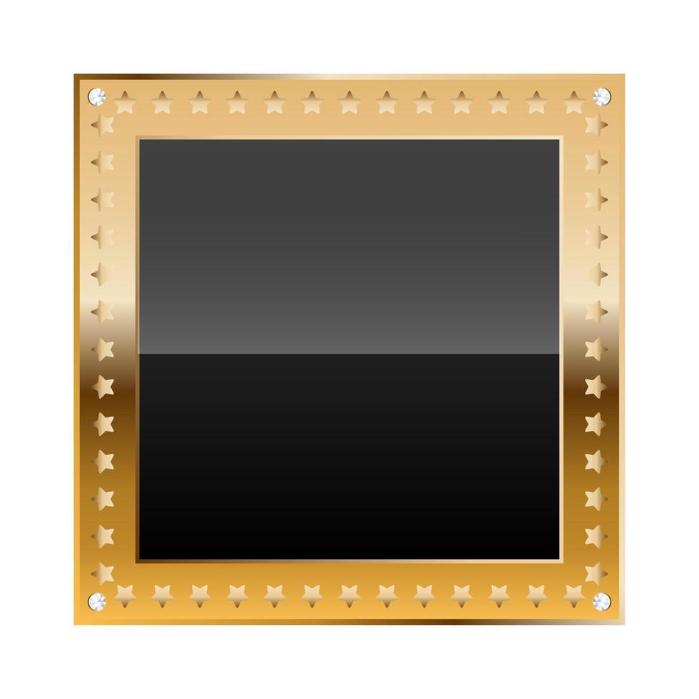 Black square border with golden frame and diamonds vector