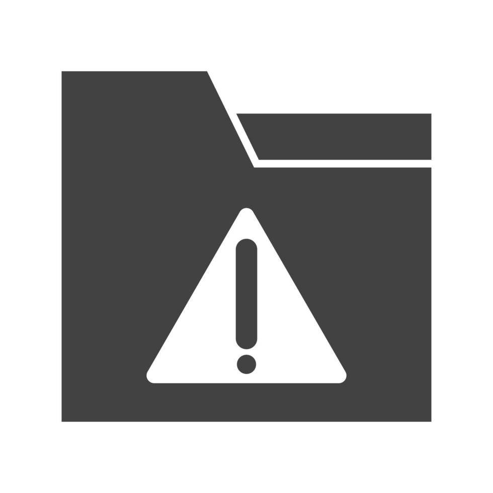 Warning on Folder Glyph Black Icon vector