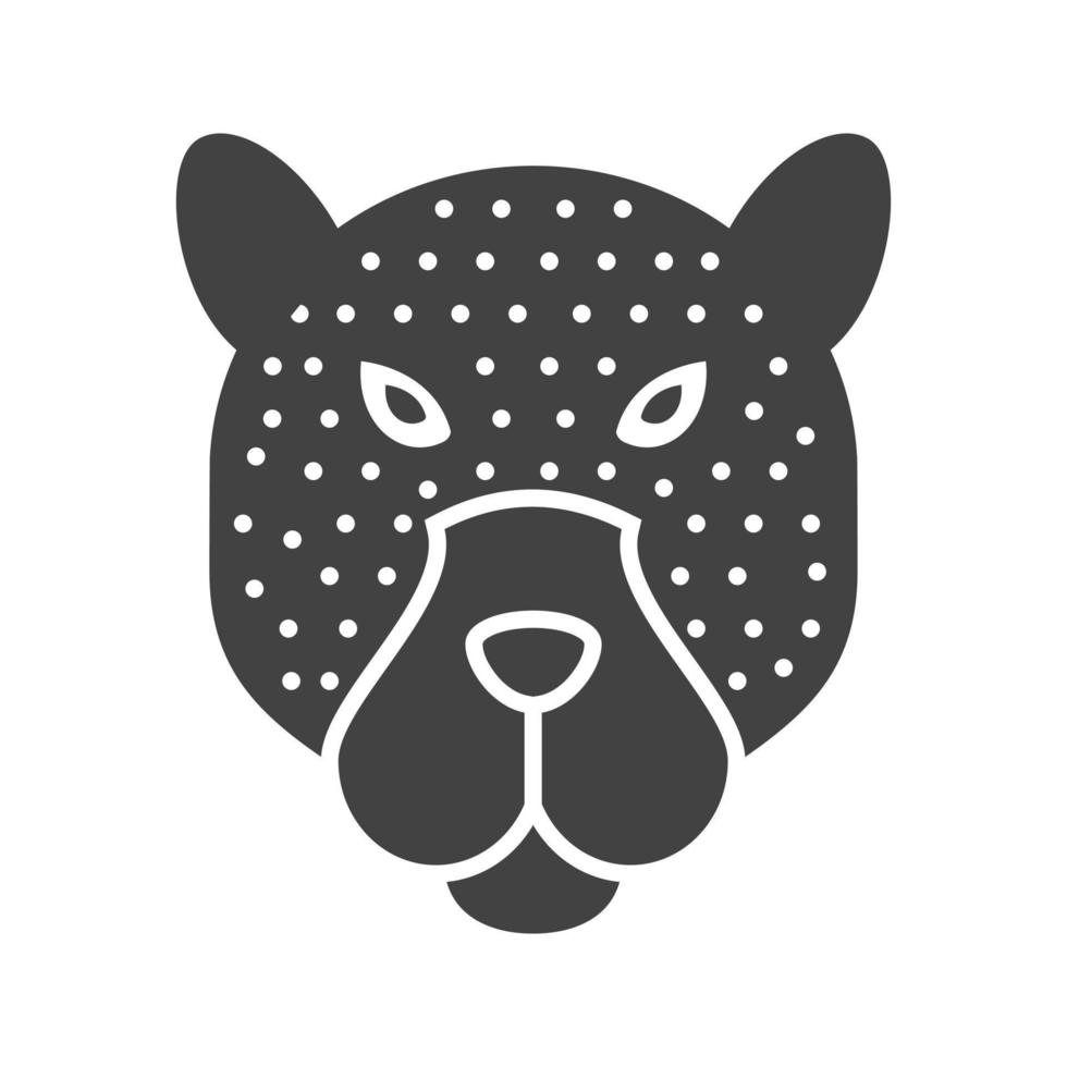 Leopard Face Glyph Black Icon vector