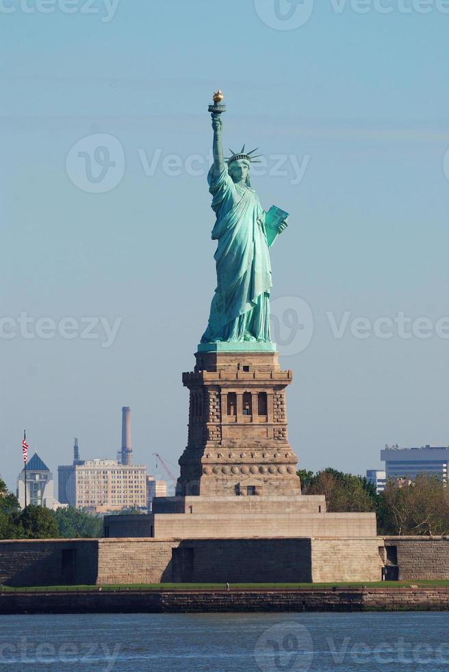 primer plano de la estatua de la libertad, ciudad de nueva york foto