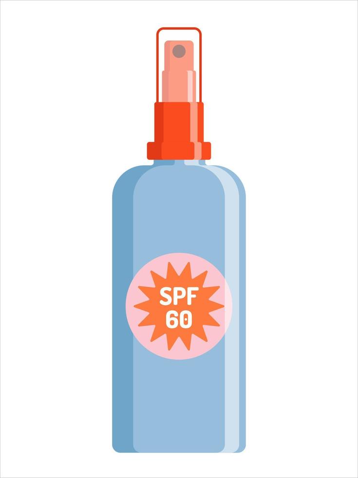 spray protector solar con spf. plantilla de producto cosmético para el cuidado de la piel de verano. vector