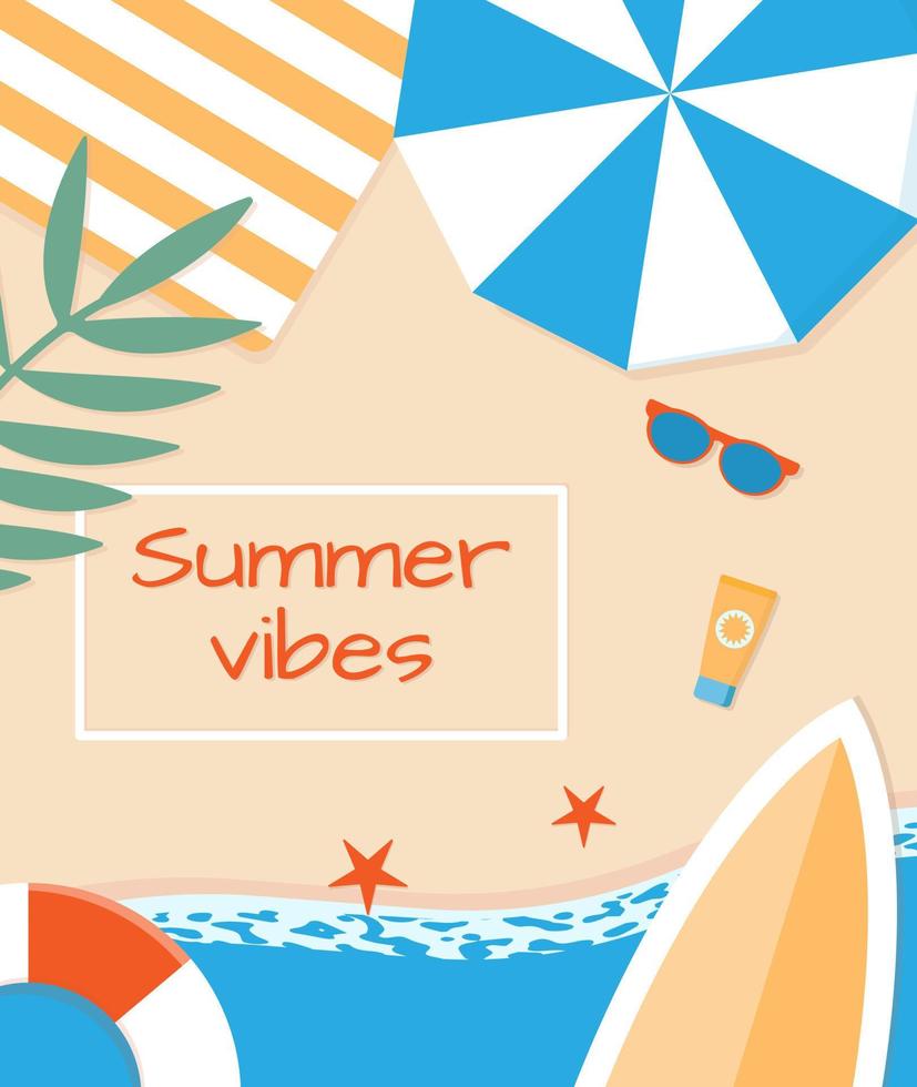 Summer vibes background. Flat design. vector