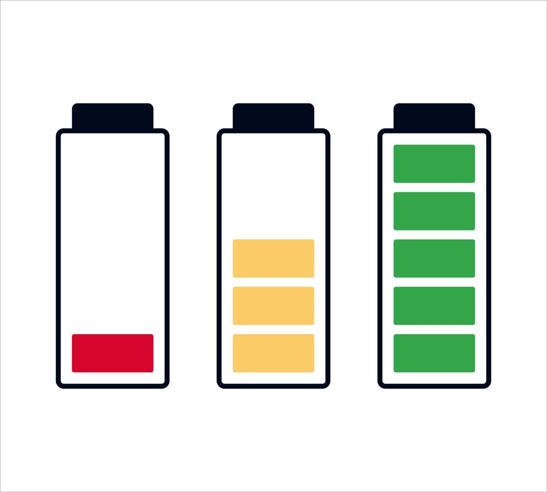 Battery energy level icons.Flat style. vector