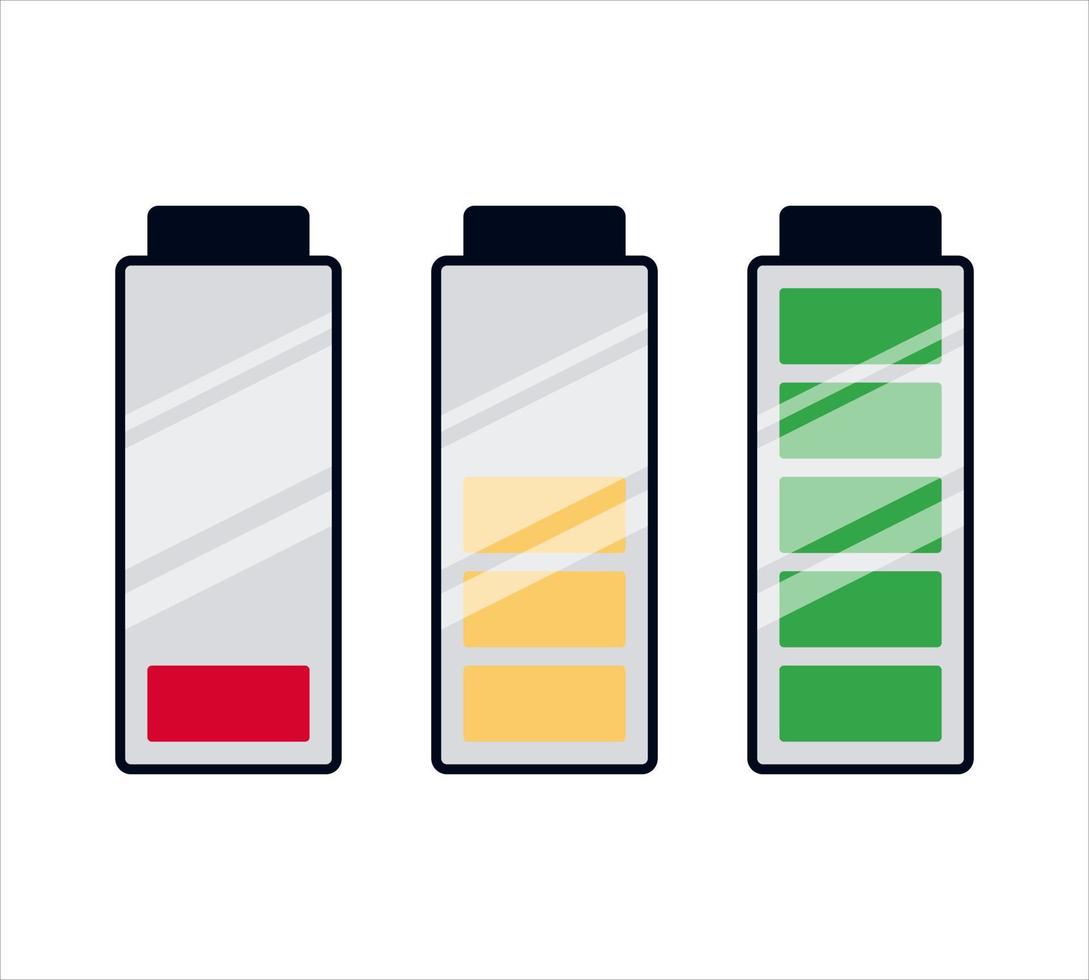 iconos de nivel de energía de la batería. estilo plano. vector