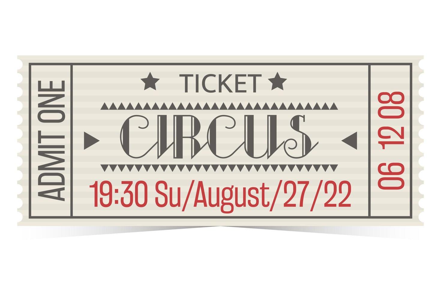 Retro circus ticket in vintage style. vector