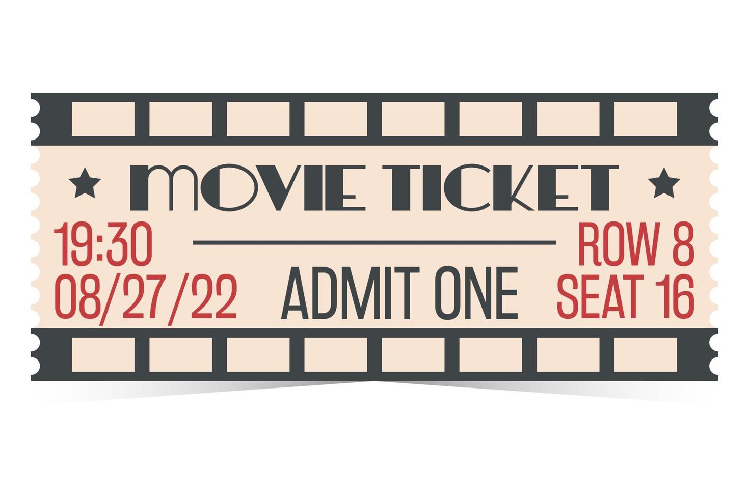 Retro cinema or movie, theatre, circus ticket vector