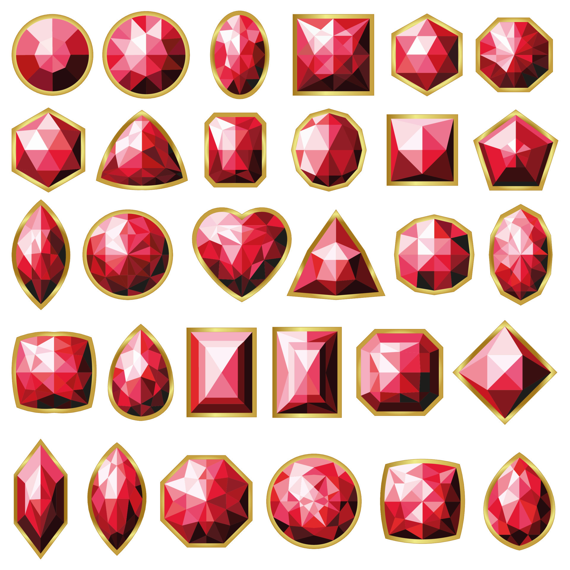Red gemstones. Big set of red crystals. 8312598 Vector Art at Vecteezy
