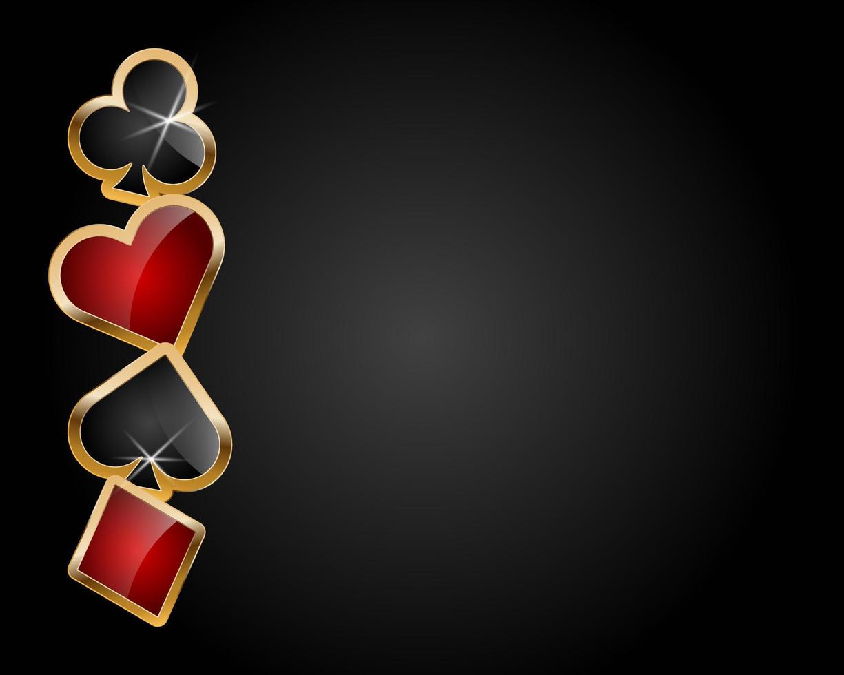 Card suits elements on black background vector