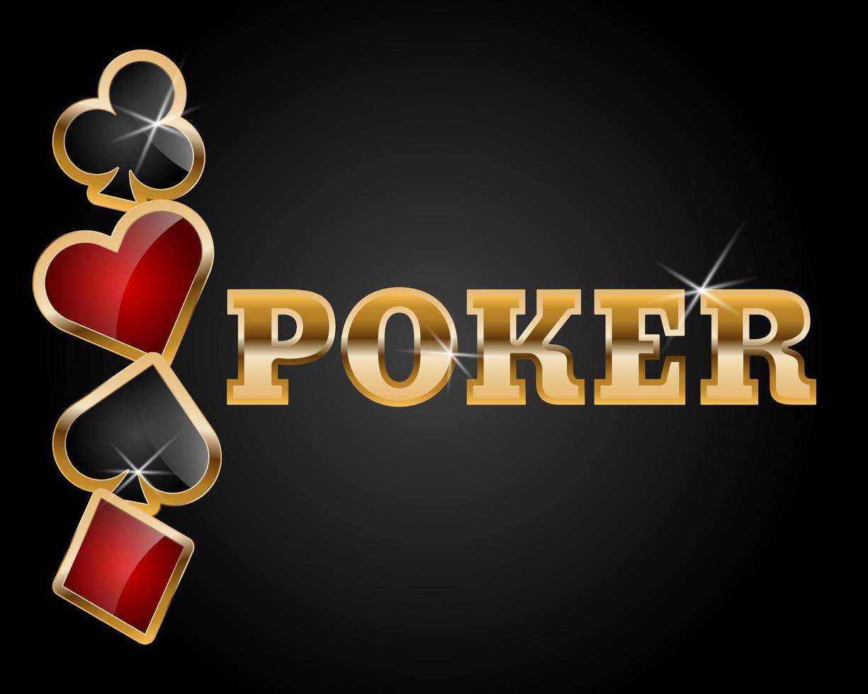 Card suits elements on black background for poker vector