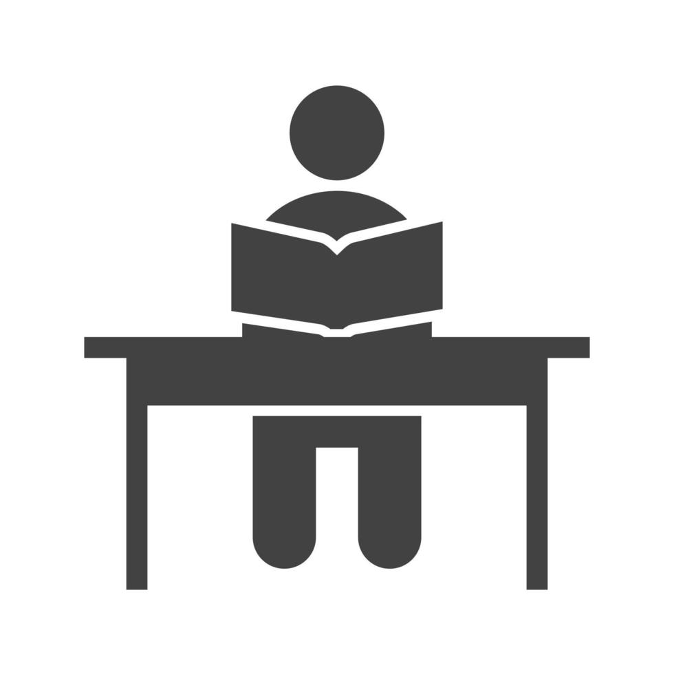 Sitting in class Glyph Black Icon vector