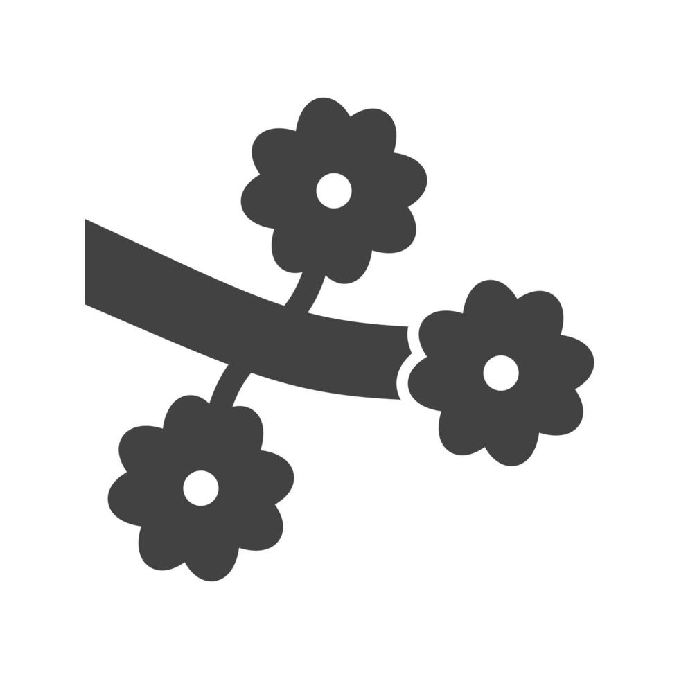 flor rama glifo icono negro vector