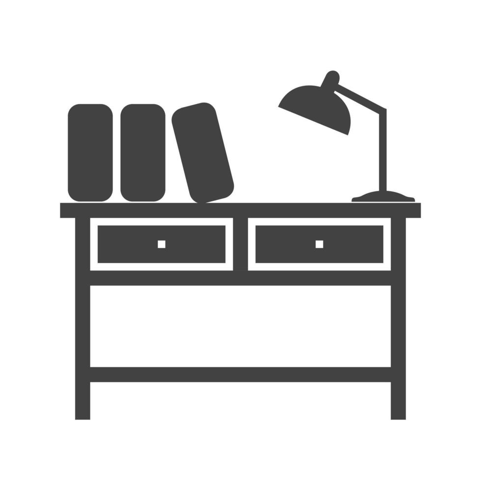 Studying Desk Glyph Black Icon vector