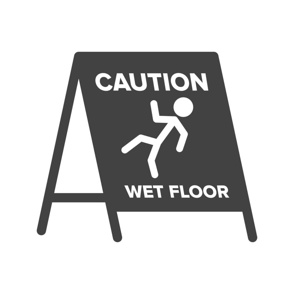 Wet Floor Sign Glyph Black Icon vector