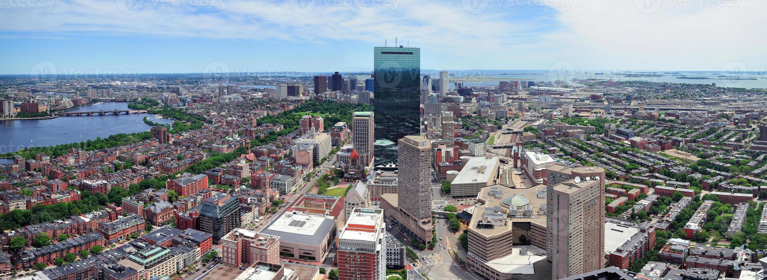 Boston skyline arial panorama photo