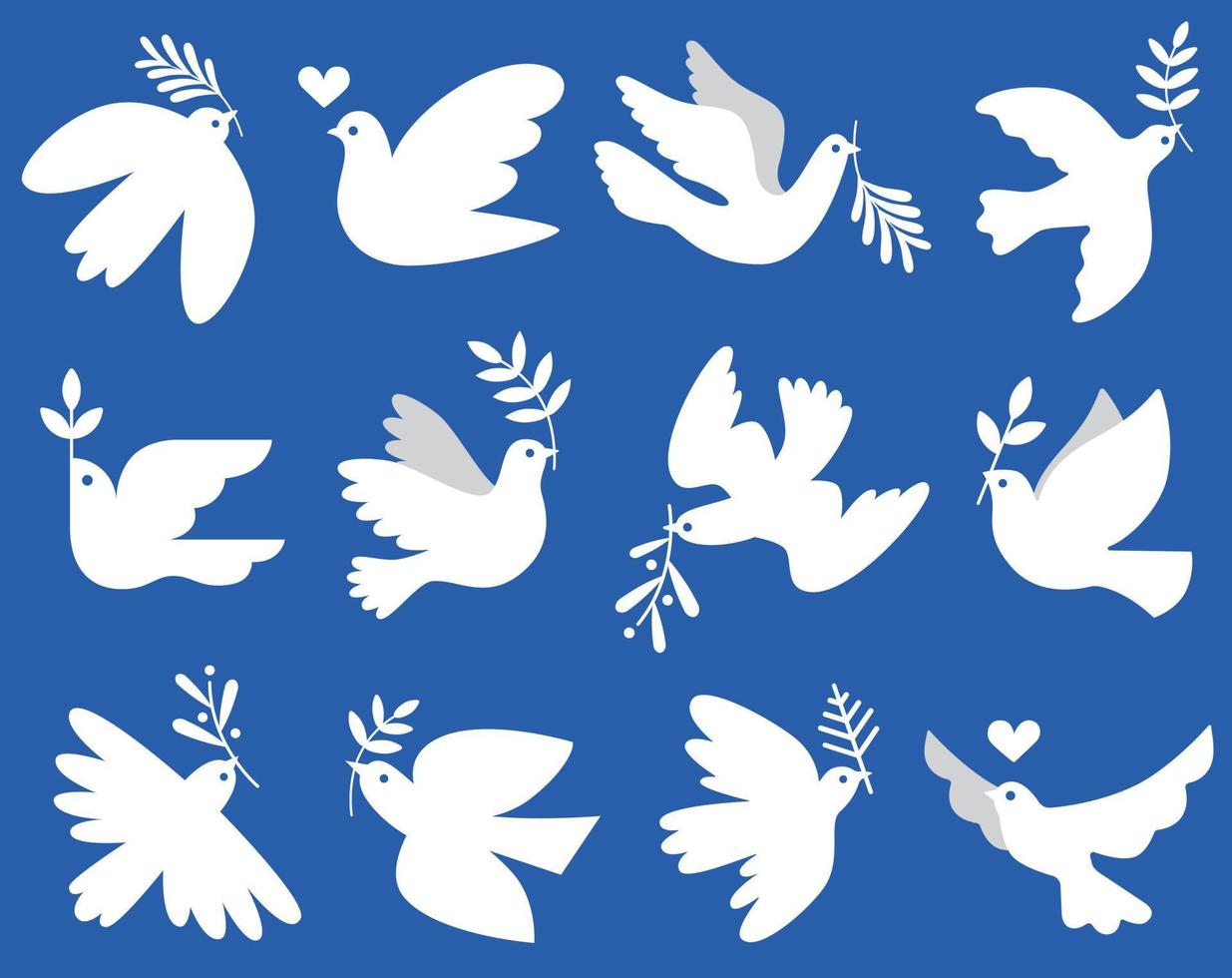 Peace Doves Vector Set