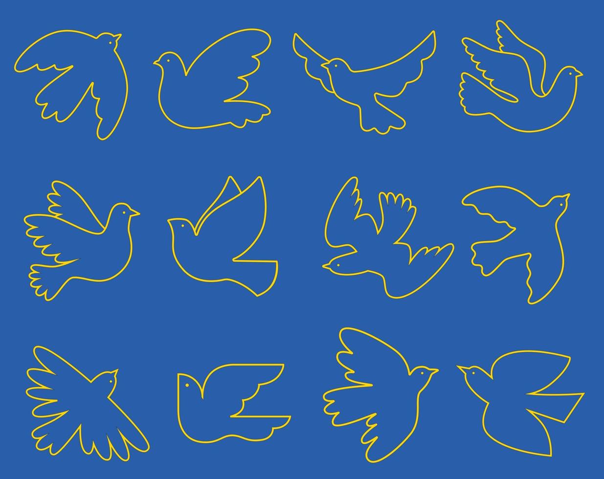 Peace Doves Silhouette Vector Set