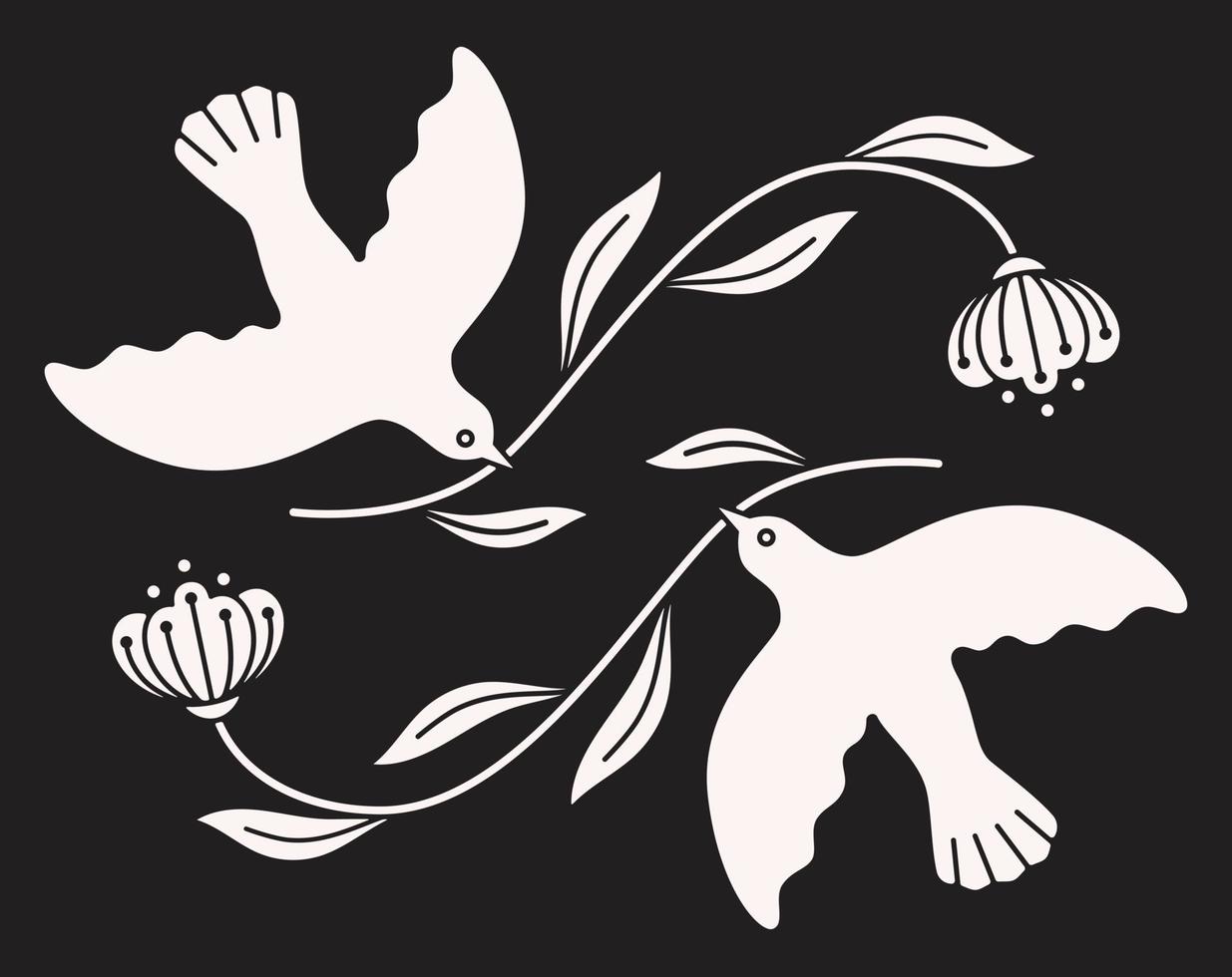 palomas de la paz y flor vector