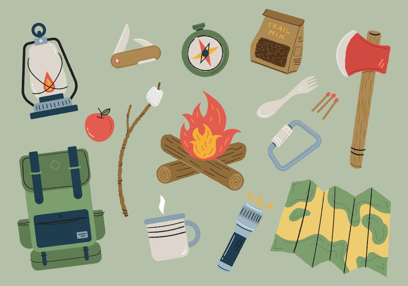 Hiking and Camping Vector Set