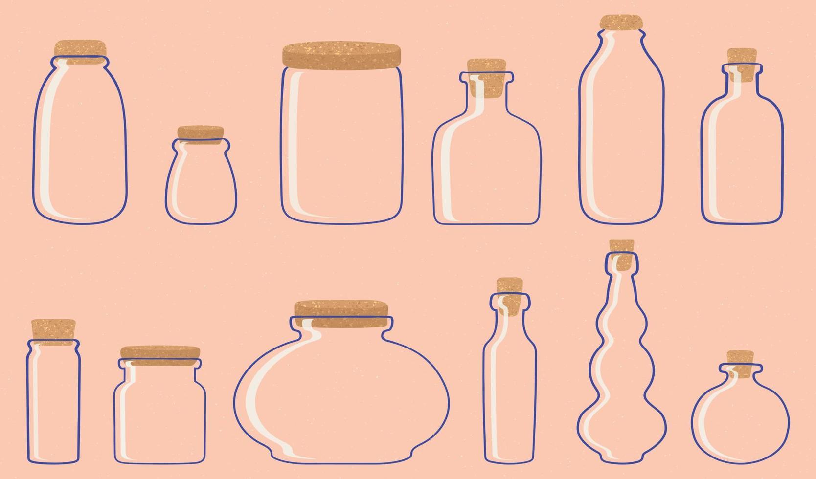 Cork Jars and Bottles Vector Set