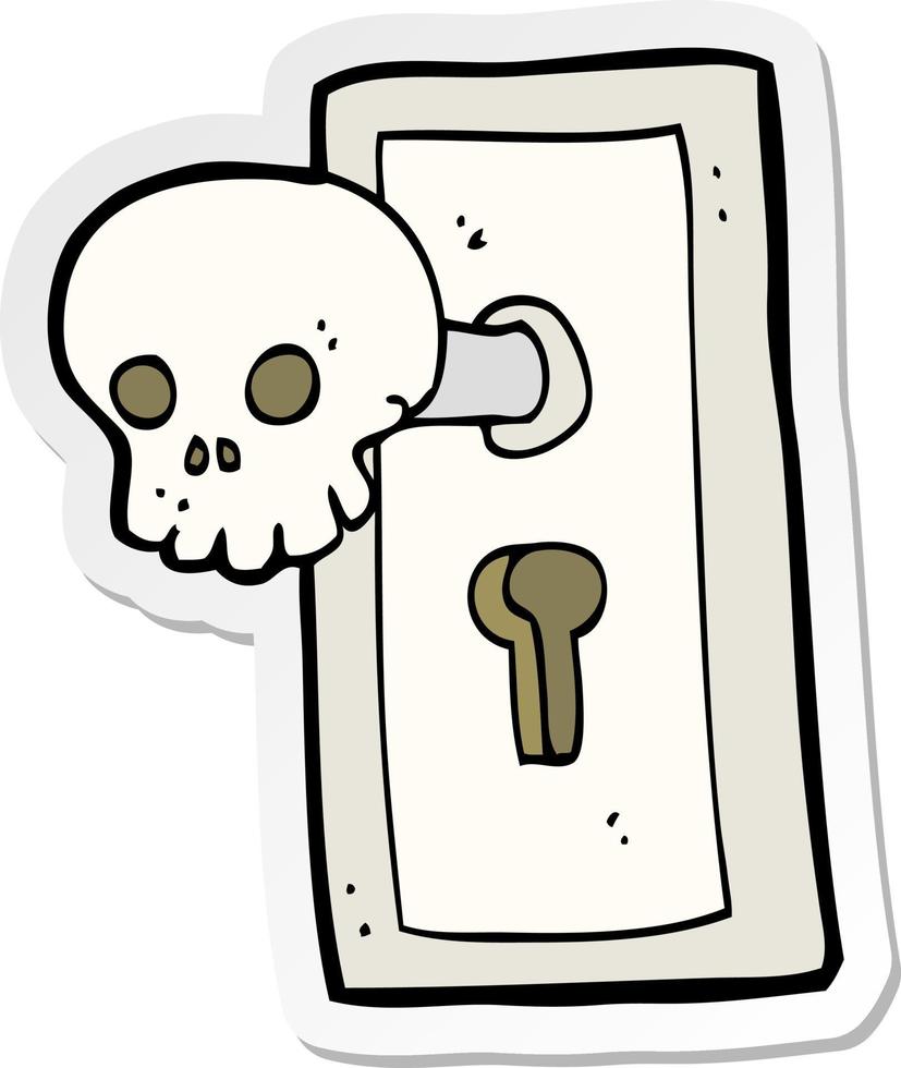 sticker of a cartoon spooky door knob vector