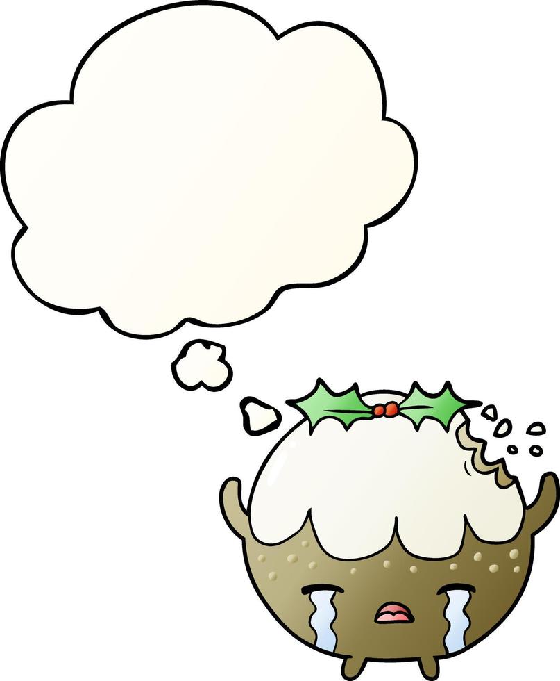 cartoon chrstmas pudding and thought bubble in smooth gradient style vector