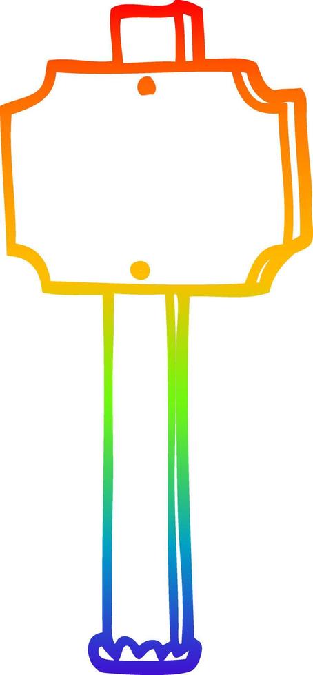 poste de señal de dibujos animados de dibujo de línea de degradado de arco iris vector