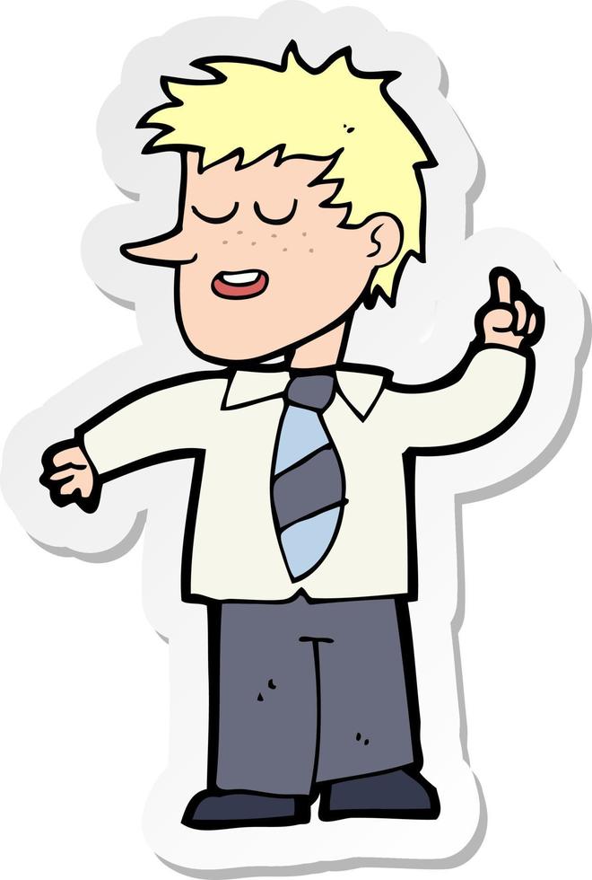 sticker of a cartoon man with good idea vector