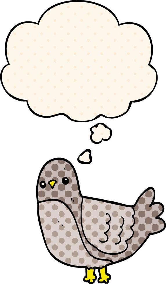 cartoon bird and thought bubble in comic book style vector