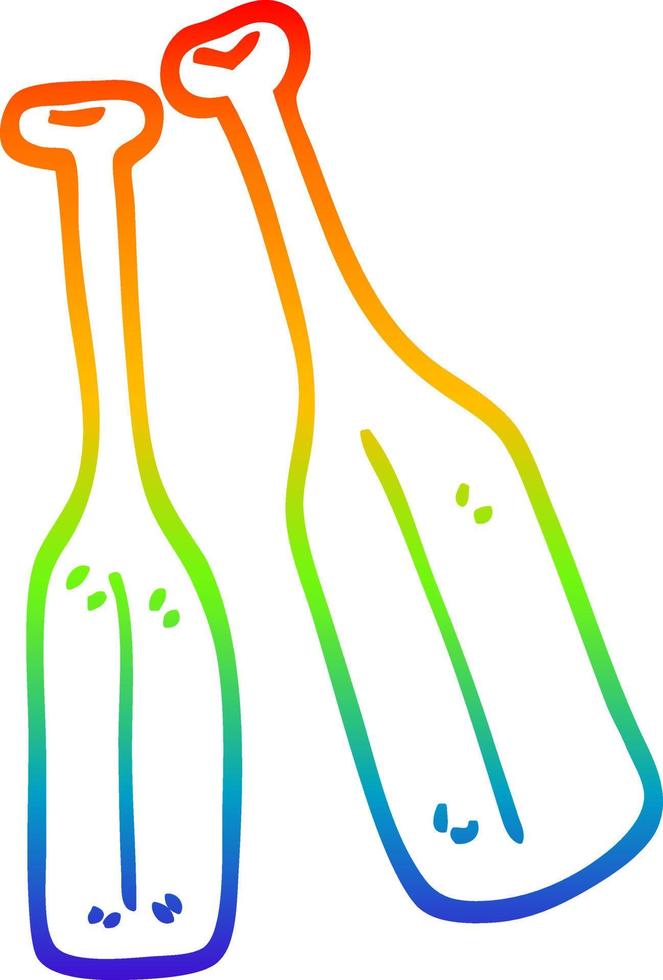 rainbow gradient line drawing cartoon pair of paddles vector