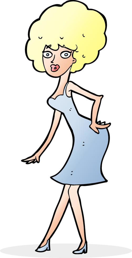 cartoon woman posing in dress vector