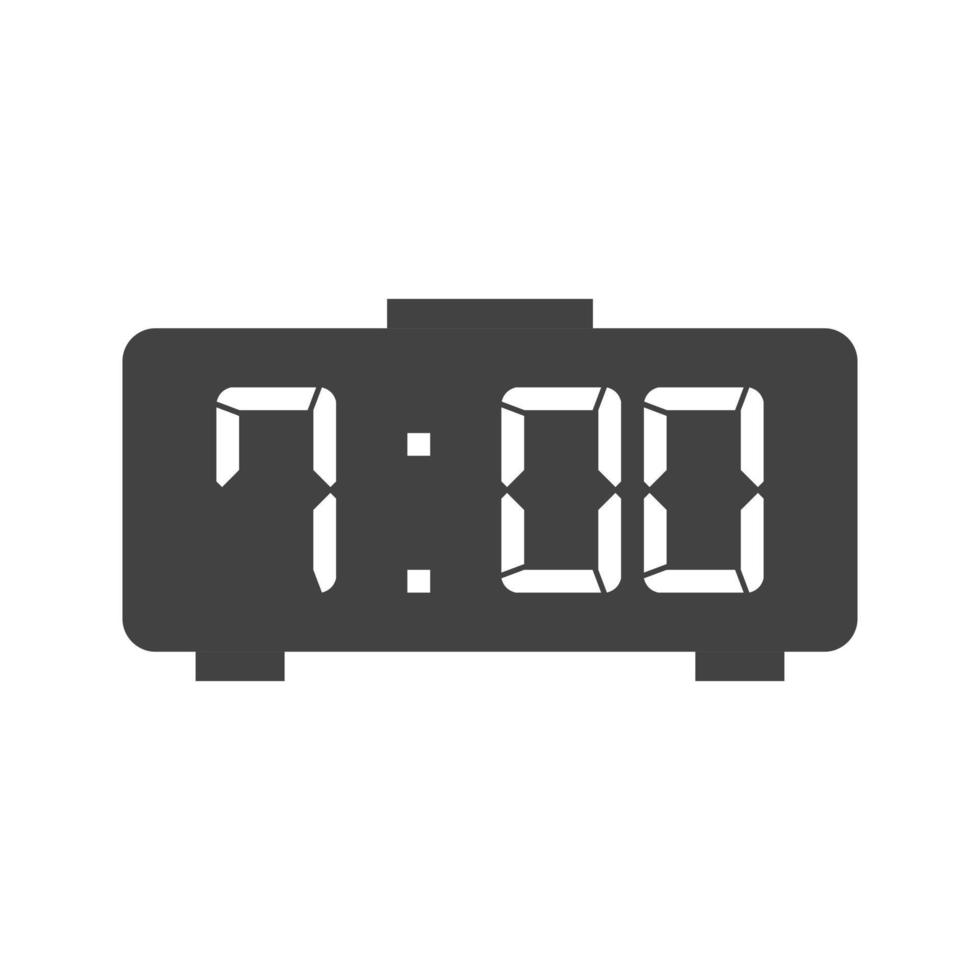 Digital Clock Glyph Black Icon vector