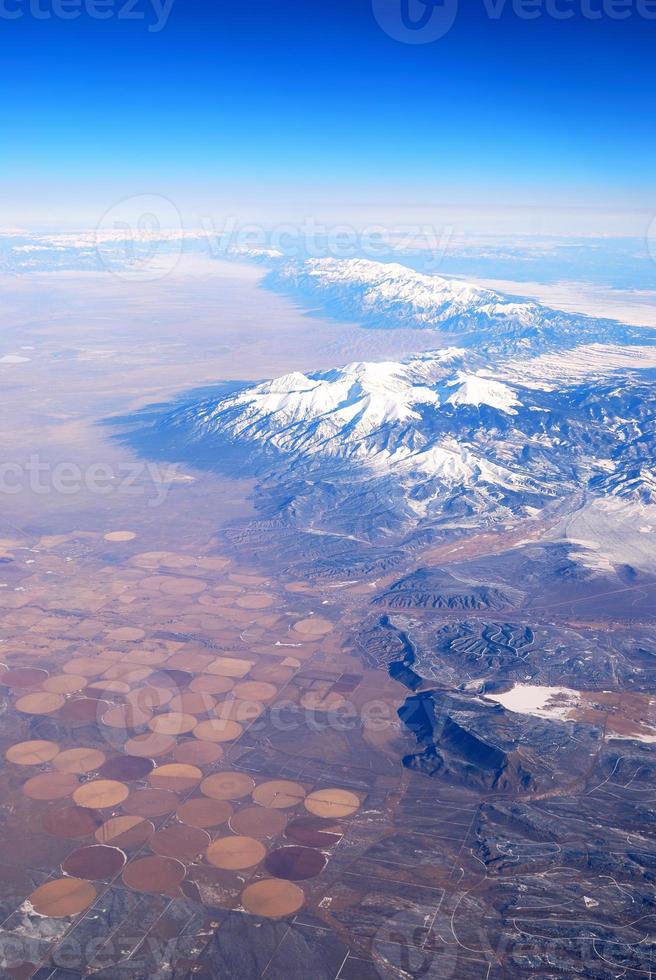 Mountain with snow aerial view. photo