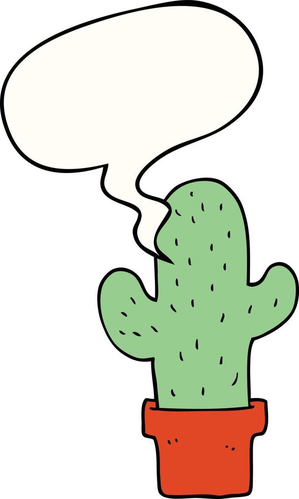 cartoon cactus and speech bubble vector